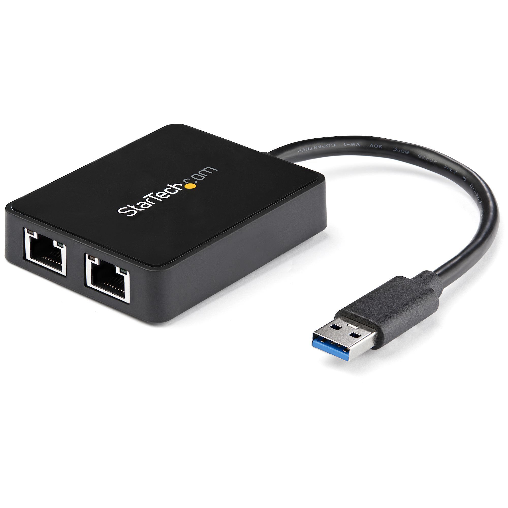 StarTech.com Adaptateur USB 3.0 vers Gigabit Ethernet à Deux Ports avec Port USB - 10/100/100 - Adaptateur Réseau NIC Gigabit LAN USB