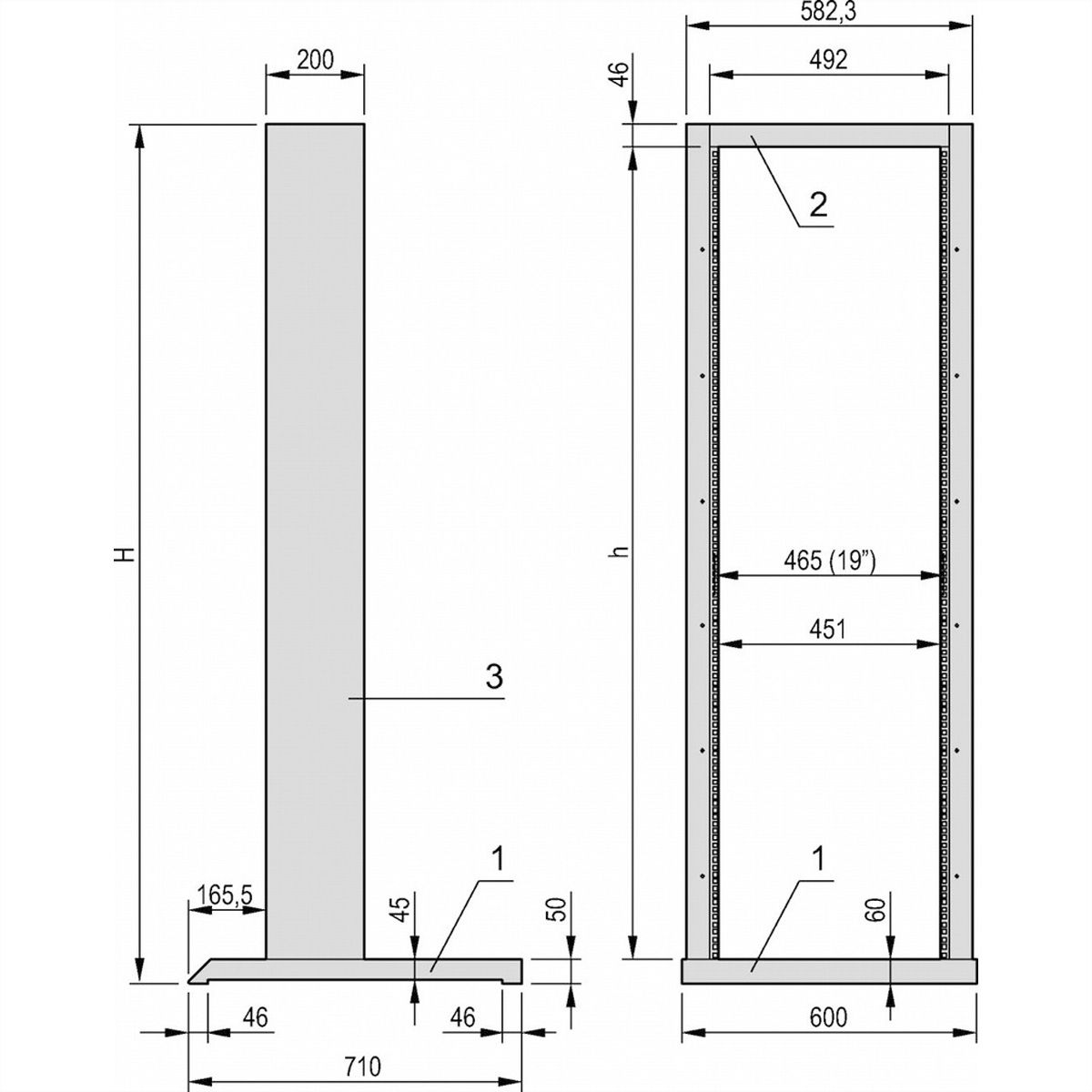 SCHROFF Labrack 19" Open Rack Stationary Base