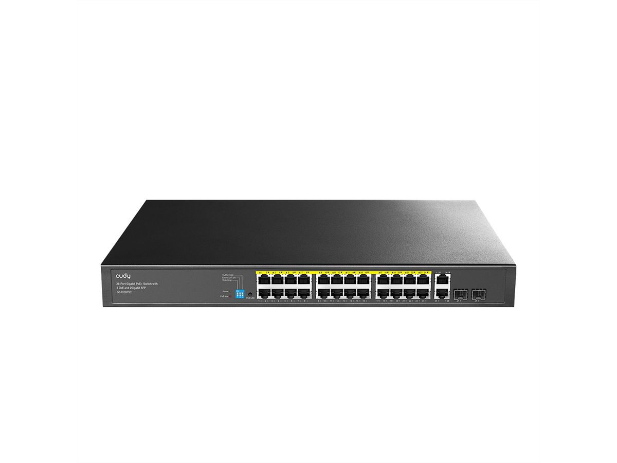 CUDY GS1026PS2 Switch 24 ports Gigabit PoE+ avec 2 RJ45 Uplink et 2 SFP 300W