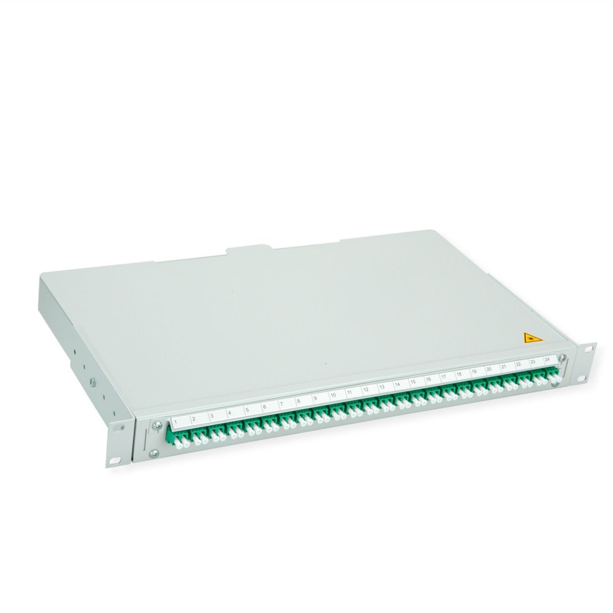 TELEGÄRTNER BASIS V Panneau fibre optique avec coupleurs & Pigtails , 24x LC Duplex, vert, OS2 APC