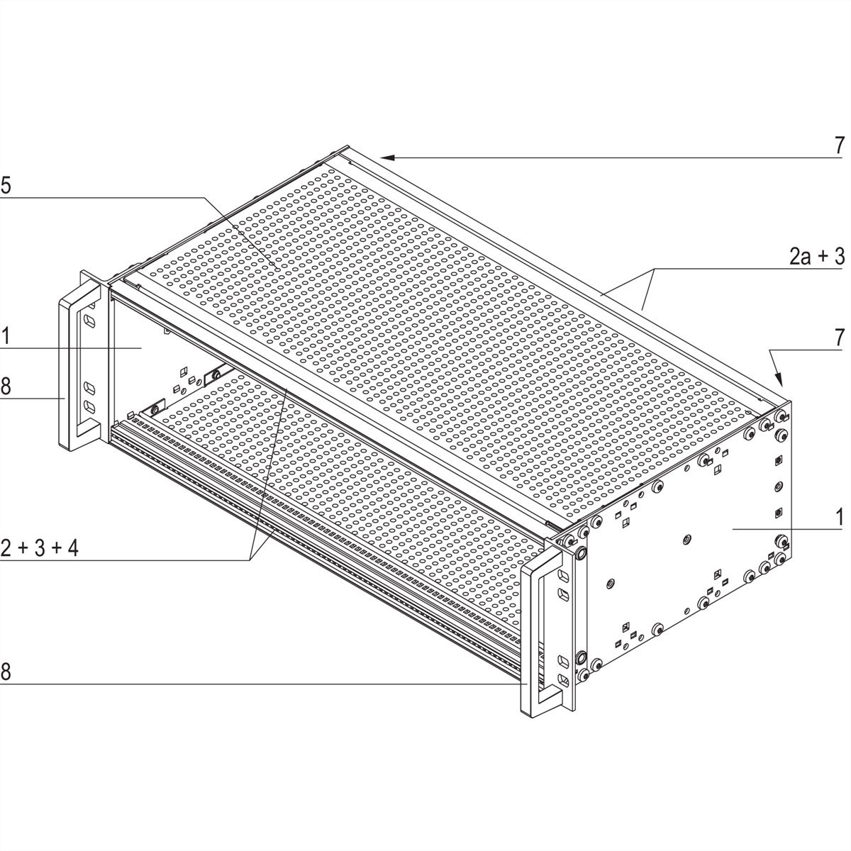 SCHROFF EuropacPRO 19" Kit de bacs à cartes pour le ferroviaire, blindé, EN 50155, 3 U, 84 CV, 235 mm