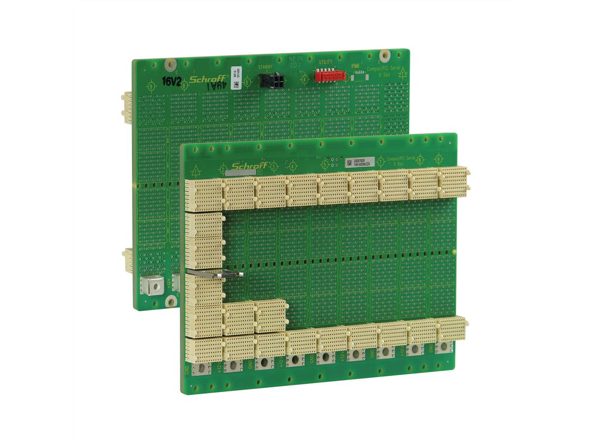 Carte-mère série CPCI SCHROFF, 3 U, 9 slots, System Slot Left, Single Star, sans RIO