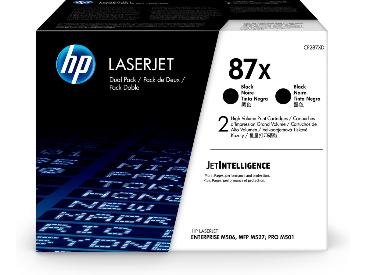 HP 87X LaserJet, lot de 2 cartouches de toner grande capacité authentiques, noir