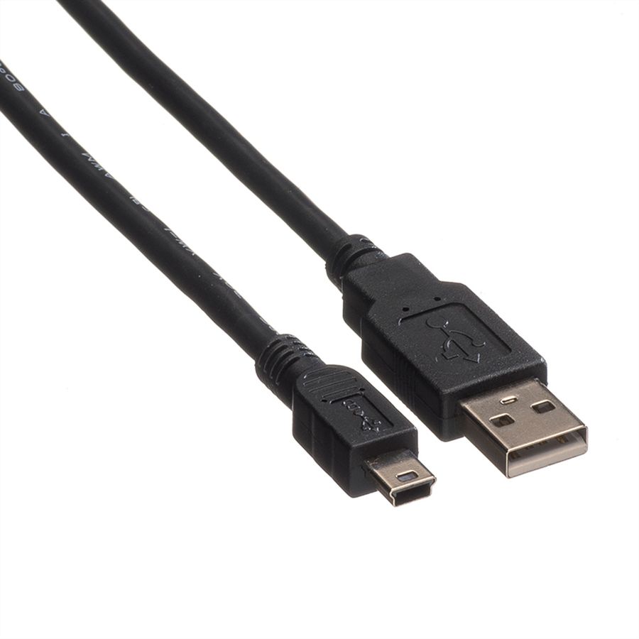 ROLINE Câble USB 2.0, type A - mini 5- broches, noir, 0,8 m