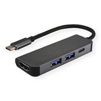VALUE Station d'accueil USB-C, HDMI 4K, 2x USB type A + type C PD (Power Delivery)