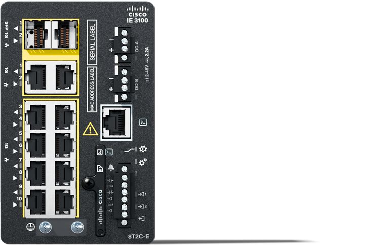 Cisco Catalyst IE-3100-8T2C-E commutateur réseau Géré L2 Gigabit Ethernet (10/100/1000) Noir