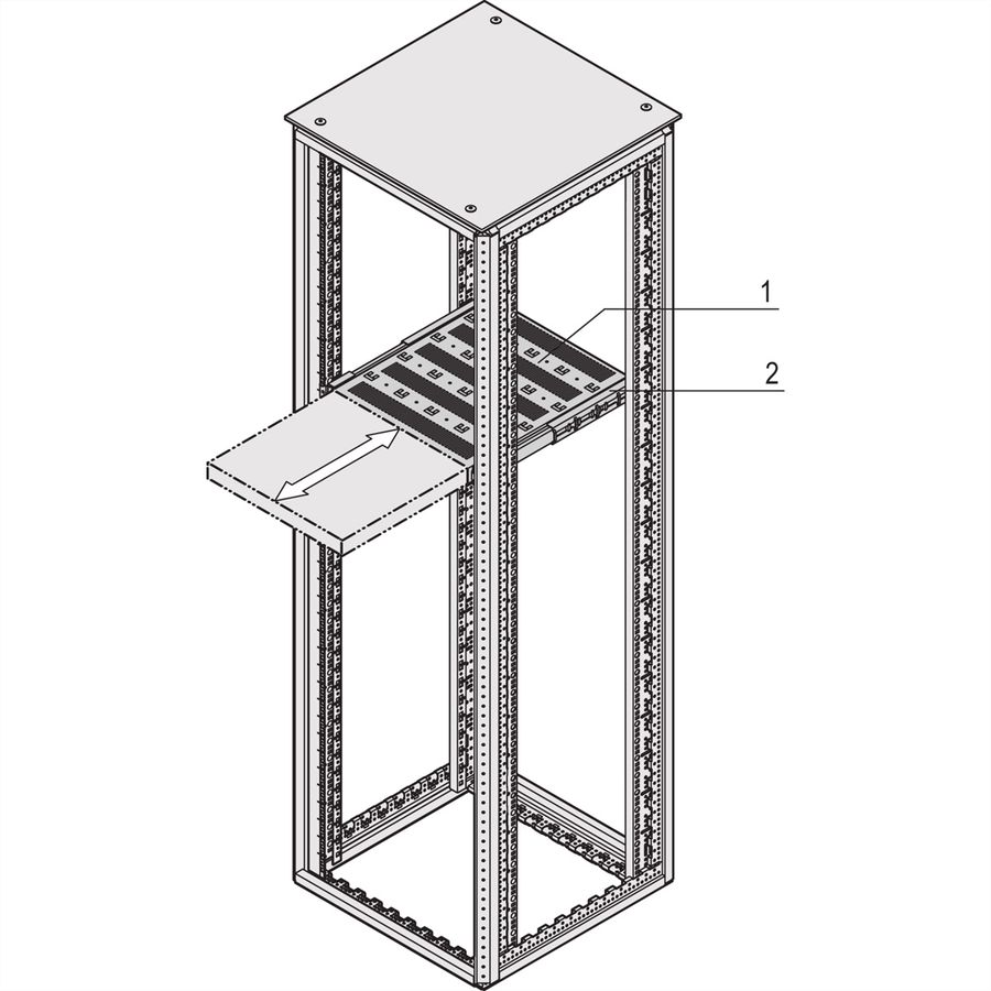 SCHROFF Varistar 19'' étagère, télescopique, 30 kg, RAL 7021, raccourci, 600W 500D
