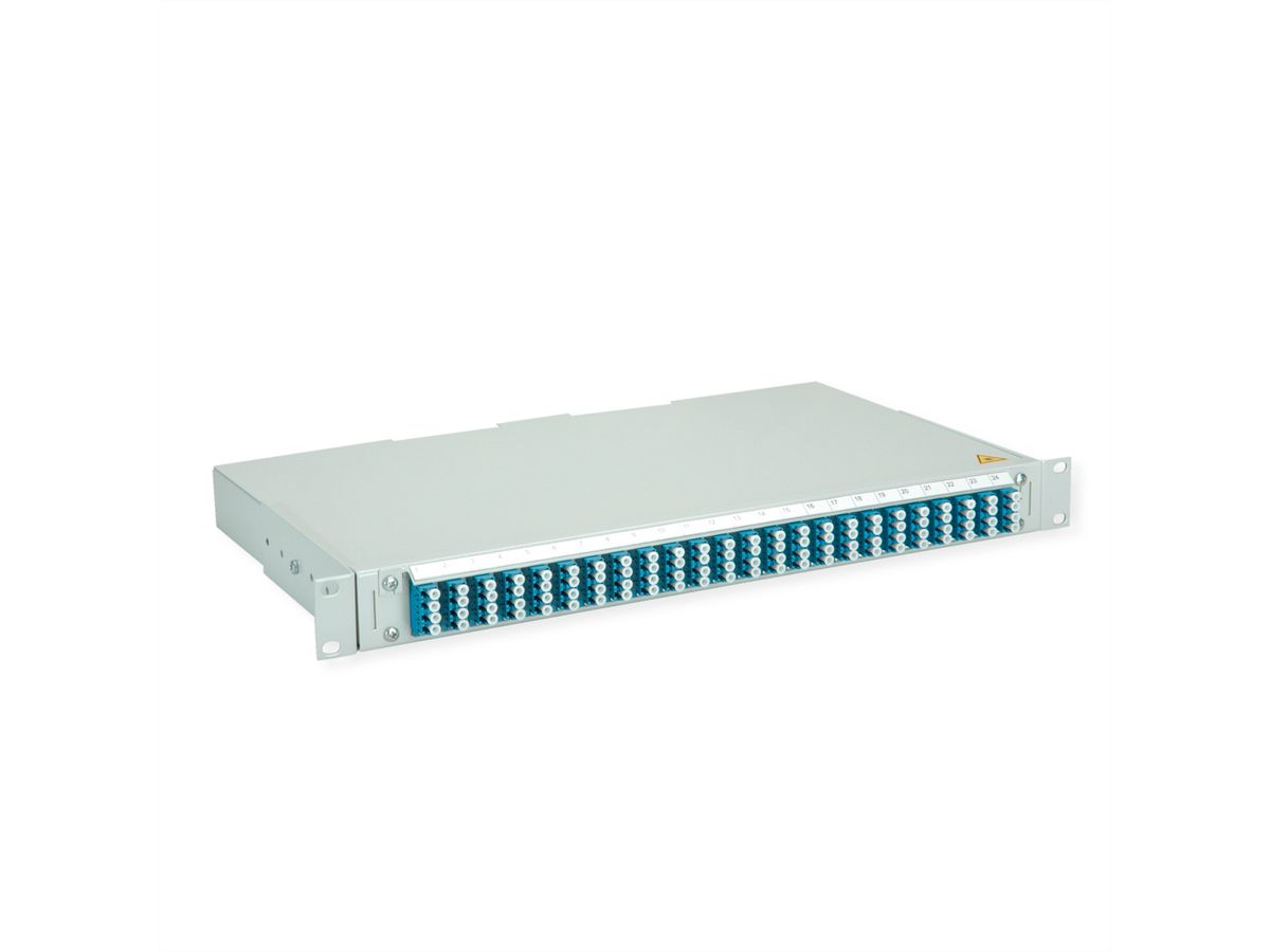 TELEGÄRTNER BASIS V Panneau fibre optique avec coupleurs & Pigtails , 24x LC Quad, bleu, OS2 PC
