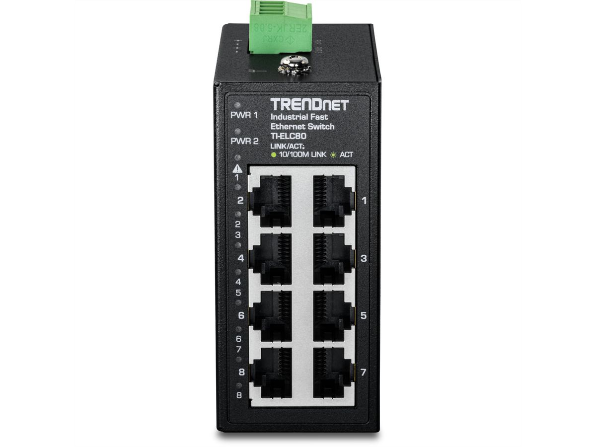 TRENDnet TI-ELC80 Mini switch industriel rail DIN, Fast Ethernet à 8 ports