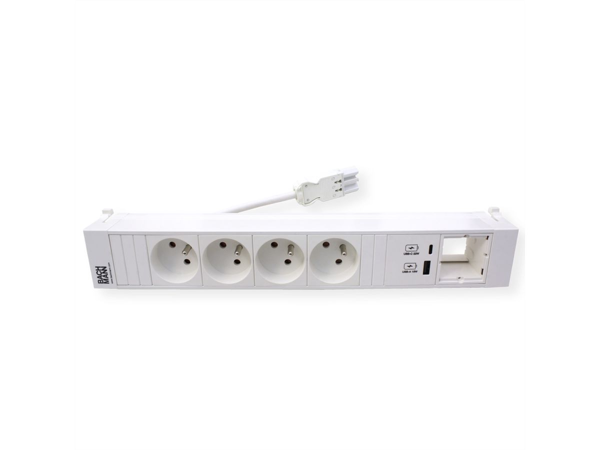 BACHMANN POWER FRAME 4xUTE 1xUSB A/C 22W 0,2m GST18