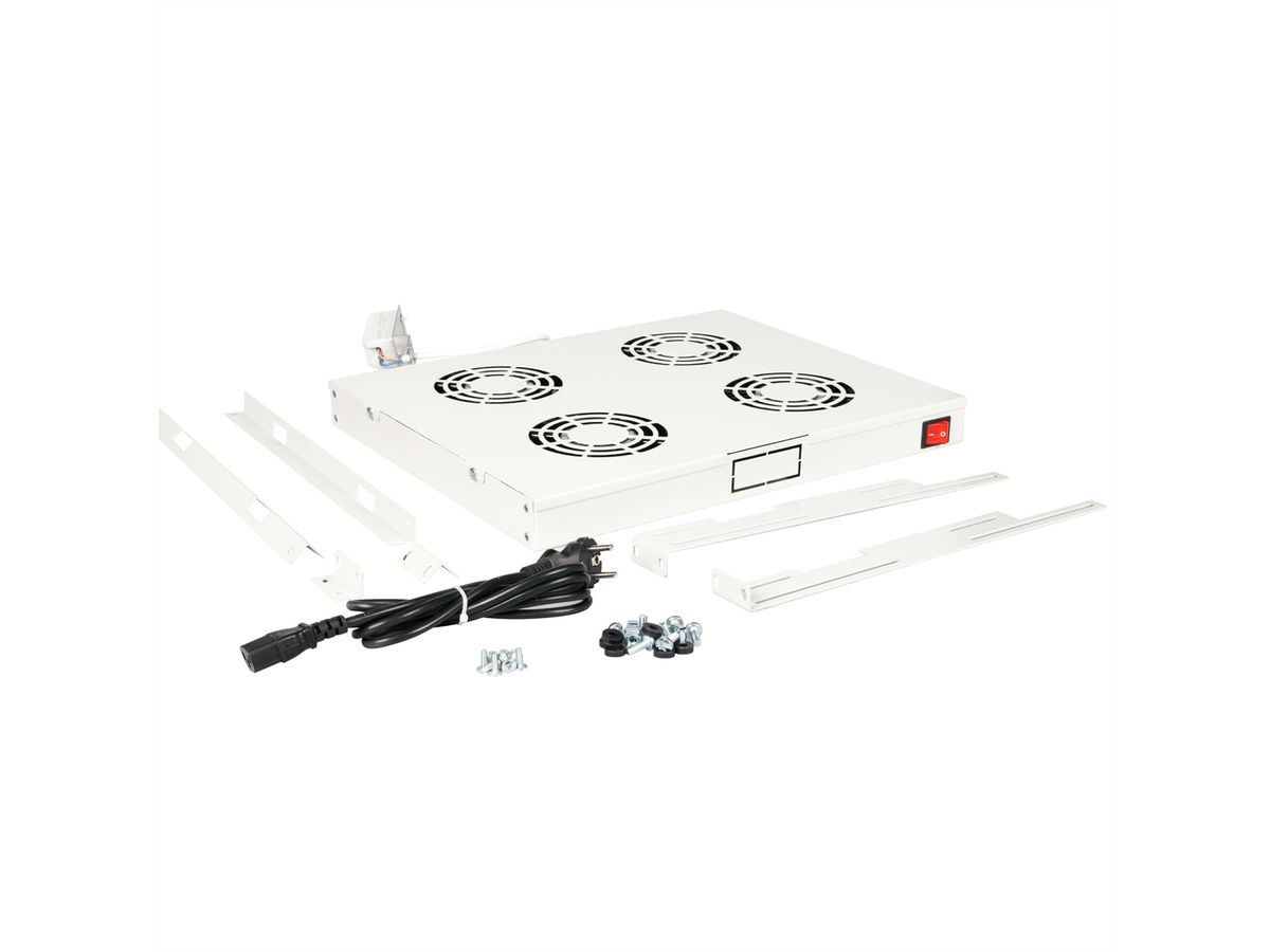 ROLINE 19" Unité de ventilation, 4 ventilateurs, Thermostat gris