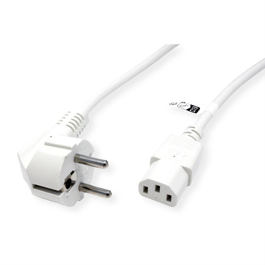 ROLINE GREEN Câble d'alimentation IEC droit, blanc, 3 m