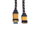 ROLINE GOLD Câble USB 3.2 Gen 1, type A-Micro B, M/M, Retail Blister, 0,8 m