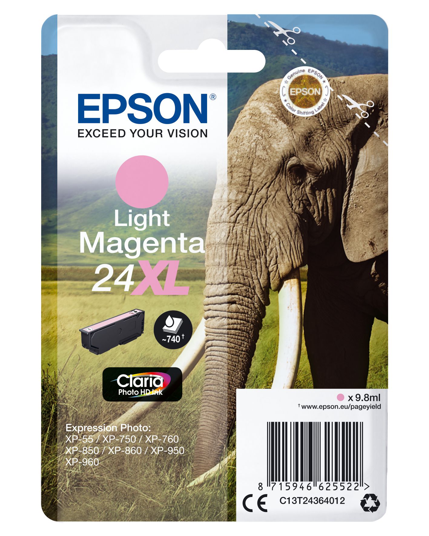 Epson Cartouche "Eléphant" - Encre Claria Photo HD Mc (XL)