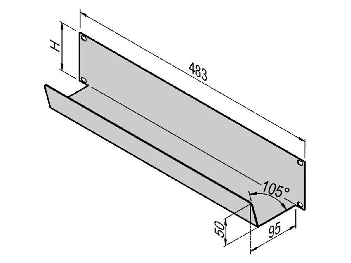 SCHROFF Face avant 19" avec bac à câbles - KABELWANNE 19" 1UH 95T