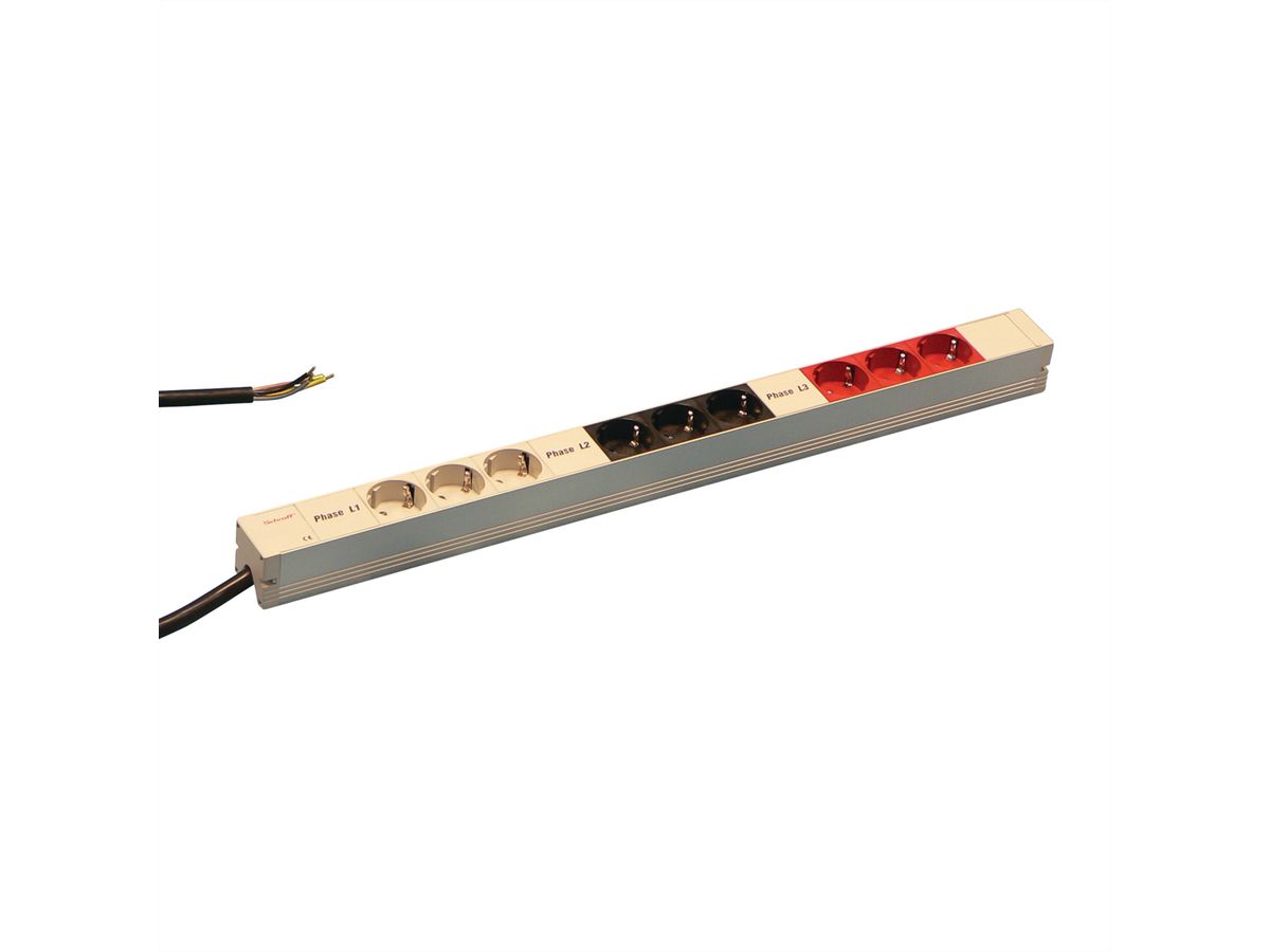 Bâti de prises SCHROFF, 2P+T ALLEMAND, 3-Phase, 9 prises