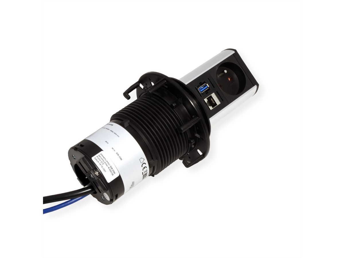 BACHMANN ELEVATOR 1xUTE 1xUSB 1xCAT6A 0,5m GST18 profilé en aluminium anodisé