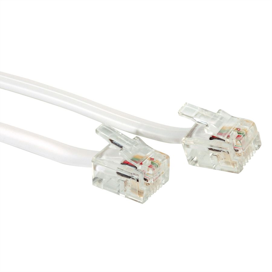 Câble RJ11 6 pôles, 4 contacts, blanc, 6 m