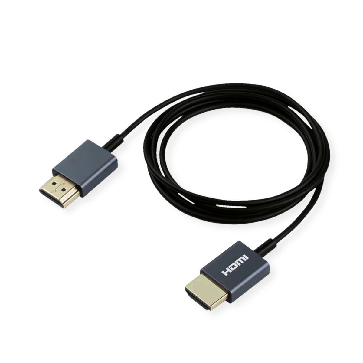 ROLINE Câble HDMI Ultra HD avec Ethernet, 4K, M/M, ultra-slim, coaxial, noir, 2 m