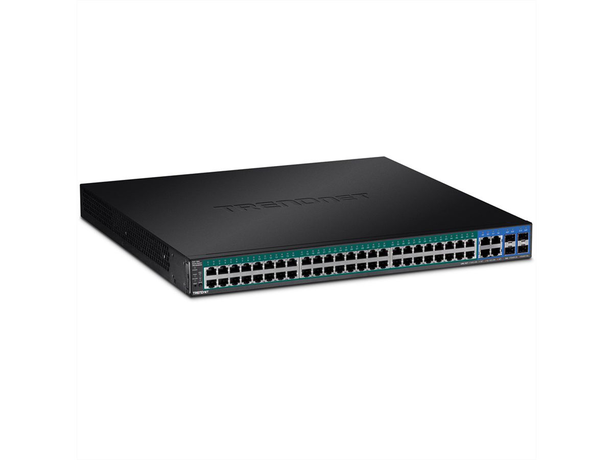 Trendnet TPE-5048WS Switch PoE+ Web smart Gigabit à 52 ports, 48x PoE+ Gigabit, 4x Gigabit partagés (RJ-45 ou SFP)