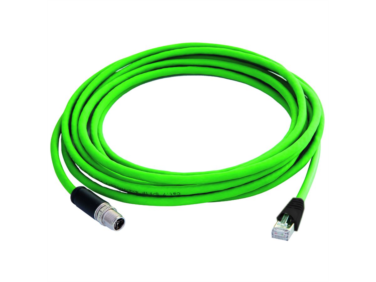 TELEGÄRTNER STX M12x1-RJ45 VL codé X Cat.6A, CP01CP05B-SFTP2607C7-1PUR-A1000 , 10 m