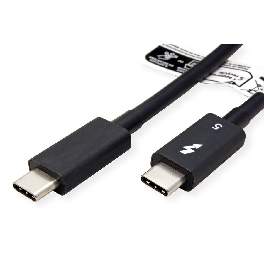 ROLINE Câble Thunderbolt™ 5 USB type C, M/M, 8K UHD-2, 80Gbit/s, 240W, passif, noir, 0,5 m