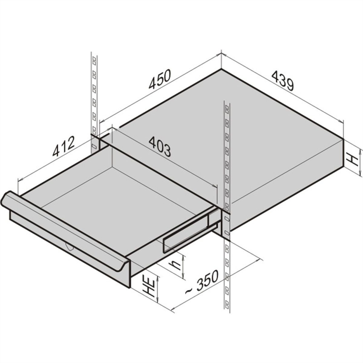 SCHROFF Tiroir 19", 1 U, RAL 7021
