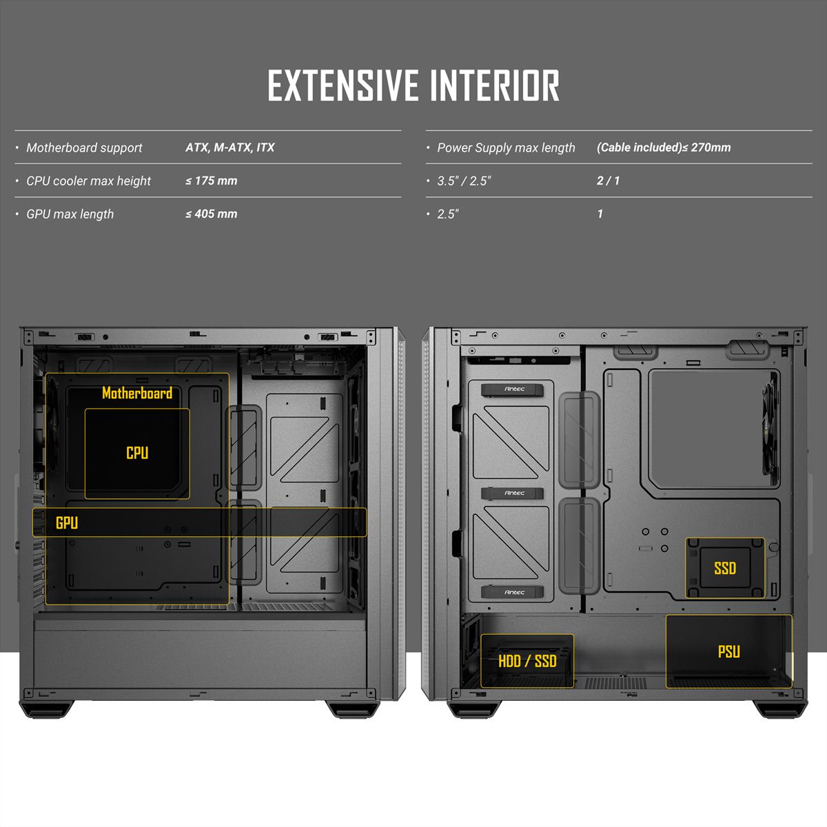 ANTEC Performance P7S Boîtiers PC Mid Tower, ATX, M-ATX et ITX, argent