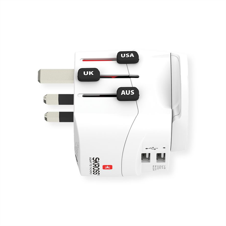 SKROSS Adaptateur de voyage PRO Light USB 2xA - Monde entier, monde