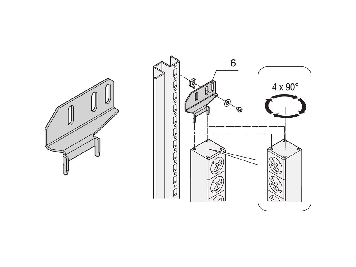 Bâti de prises SCHROFF, IEC, triphasé, 32 A, IEC 60309 Fiche, 24 x IEC C13 / 6 x IEC C19, Fusible 6 x 16 A