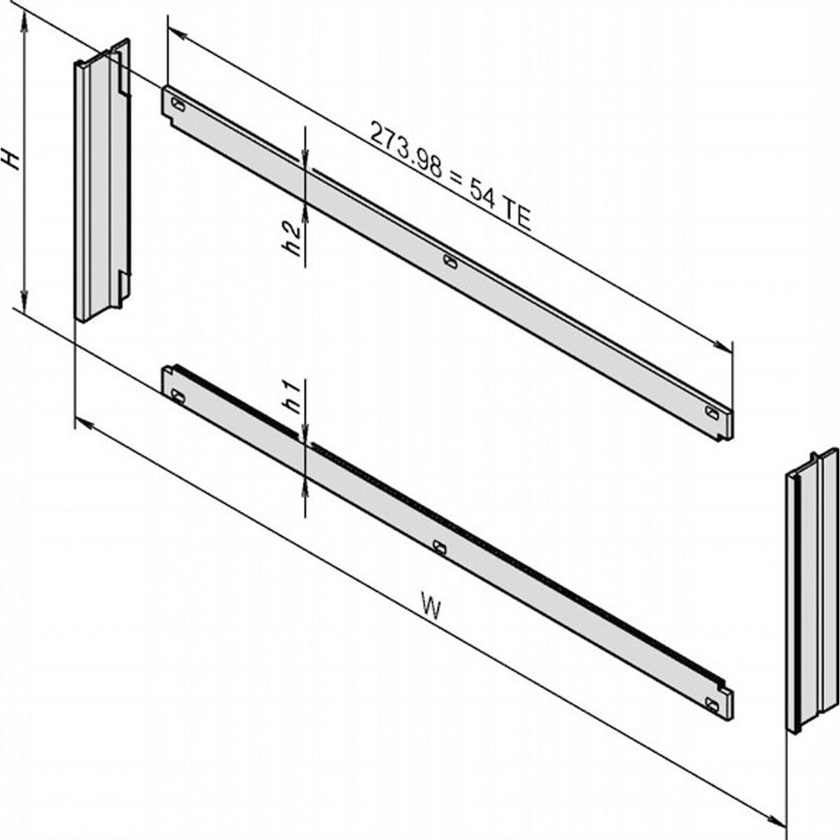SCHROFF Cadre frontal pour le blindage CEM pour le montage horizontal de tableaux, 3 U, 20 HP