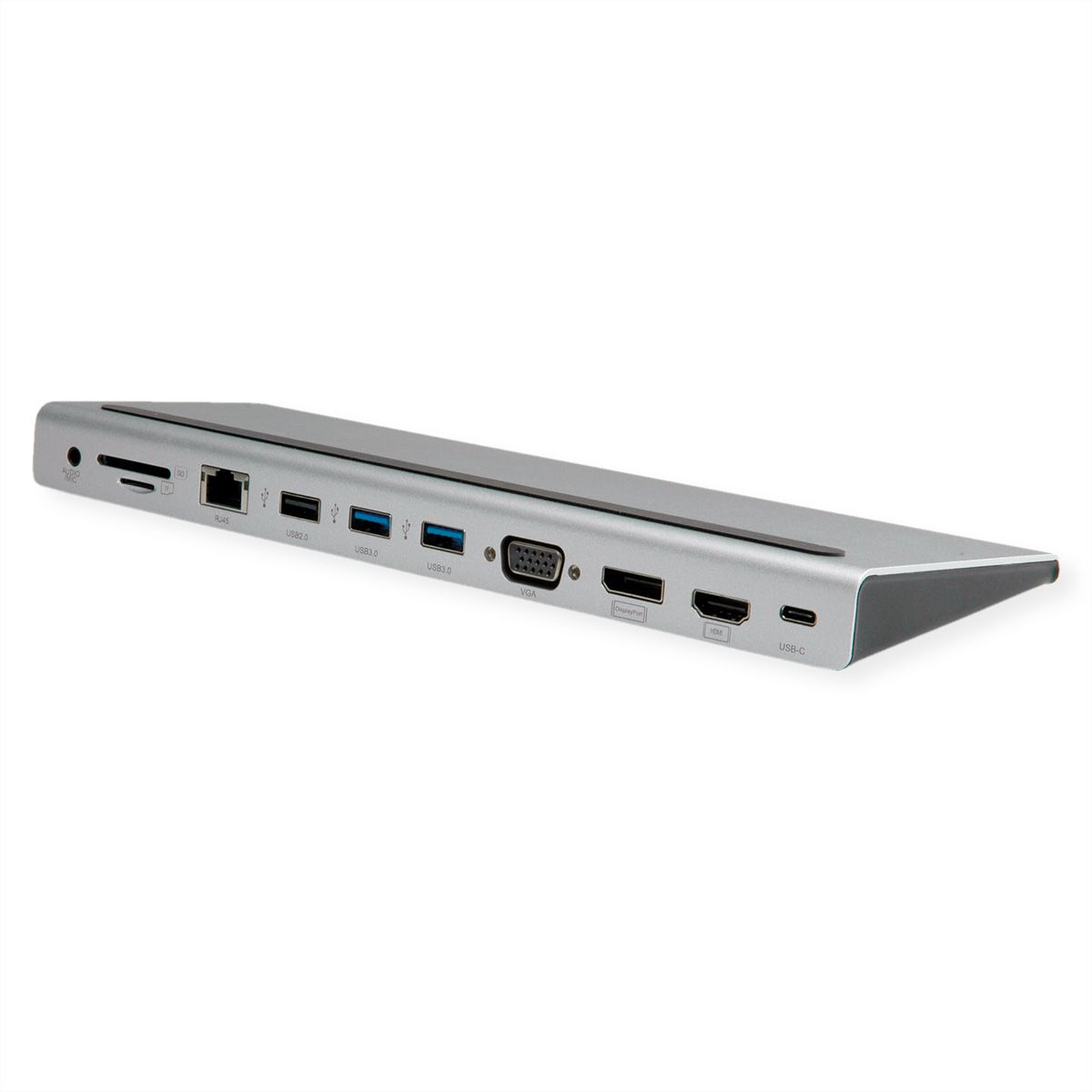 VALUE Station d‘accueil USB-C multiports, 4K HDMI/DP, VGA, USB, Card Reader, PD, Gigabit Ethernet, Audio