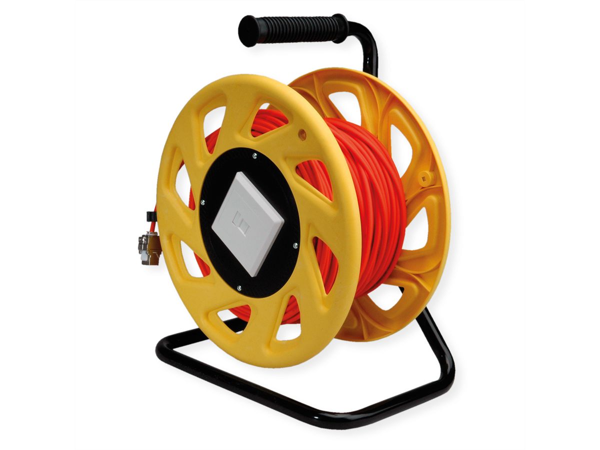 ROLINE Enrouleur de câble RJ-45 Cat.7, fils solides AWG26, connecteurs Cat.6A, orange, 60 m