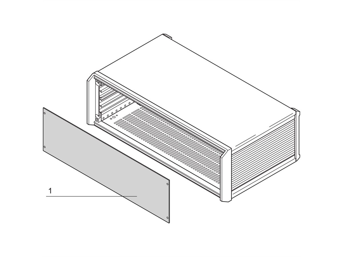 SCHROFF PropacPRO Face avant, pleine largeur, non blindée, 2 U, 42 CV, 2 mm, alu, anodisé, bords non traités