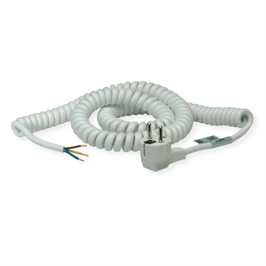 BACHMANN Câble spirale 1-4m blanc, H05VV-F 3G1,5mm² AEH/CEE7/7
