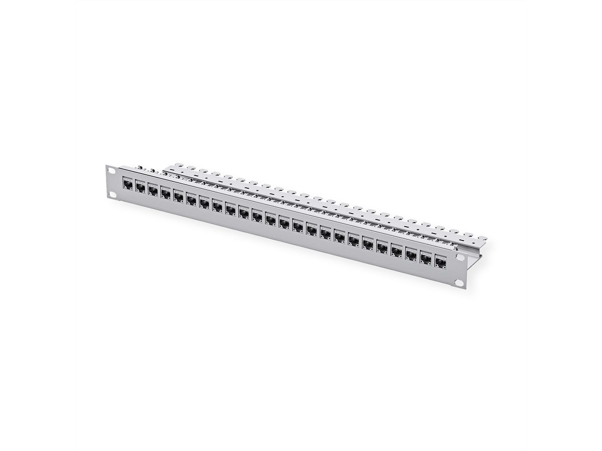 Porte modules 19" de 1U équipé de 24 modules AMJ-SL Cat.6A (Classe EA) (ISO/IEC), gris