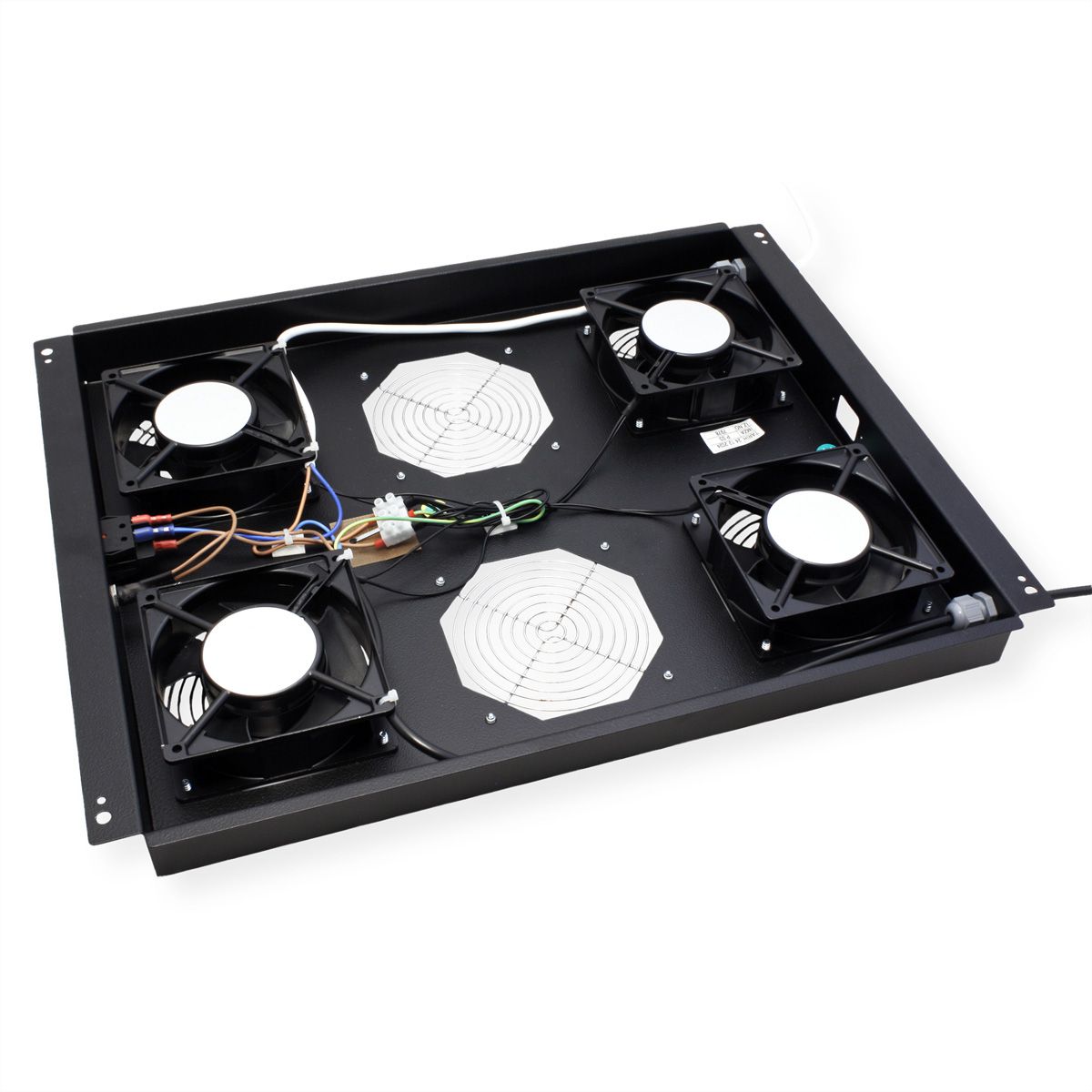 ROLINE 19" Unité de ventilation de toit, 4 ventilateurs, Thermostat pour baie serveur, noire