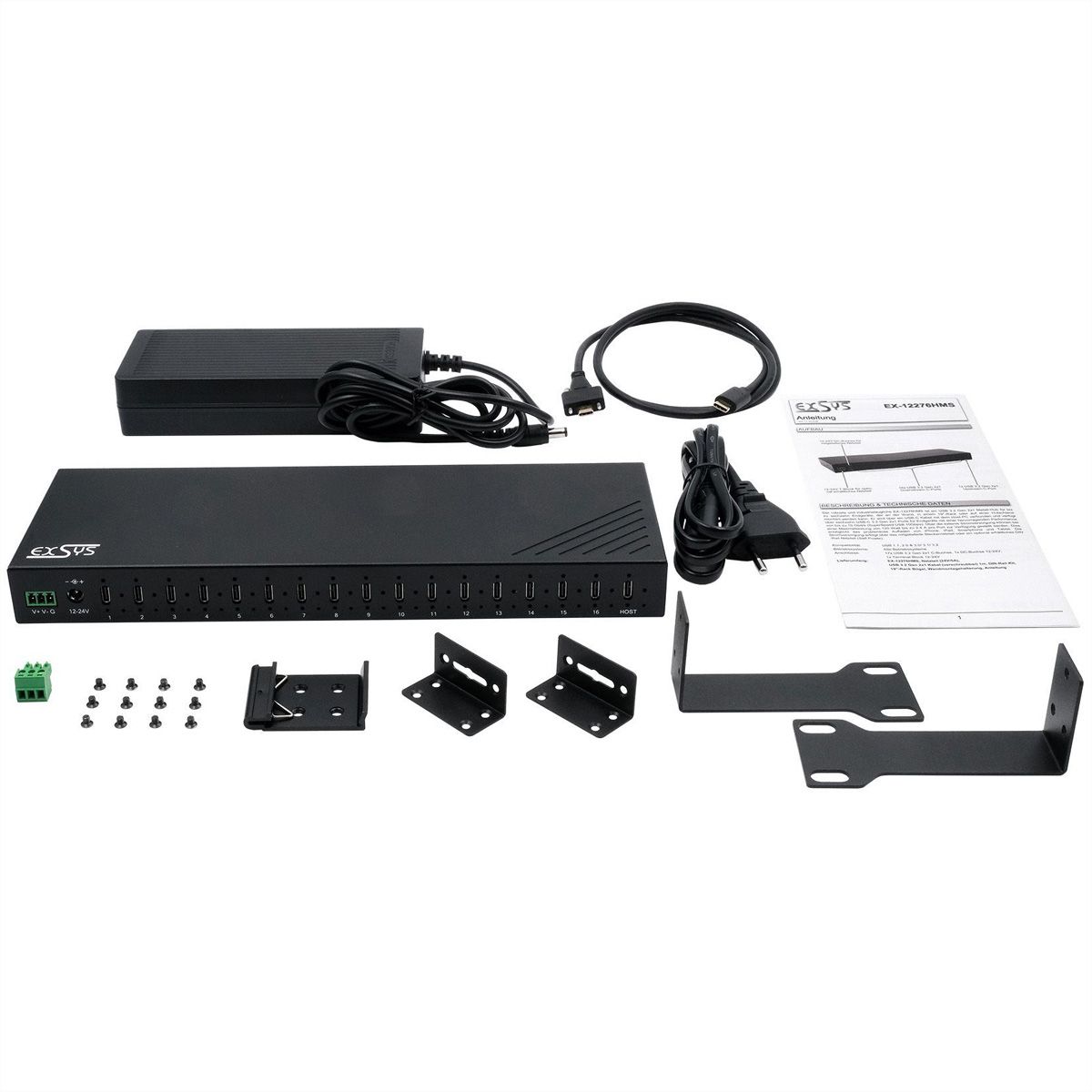 EXSYS EX-12276HMS HUB métallique 16 ports USB 3.2 Gen 2, 16x USB type C
