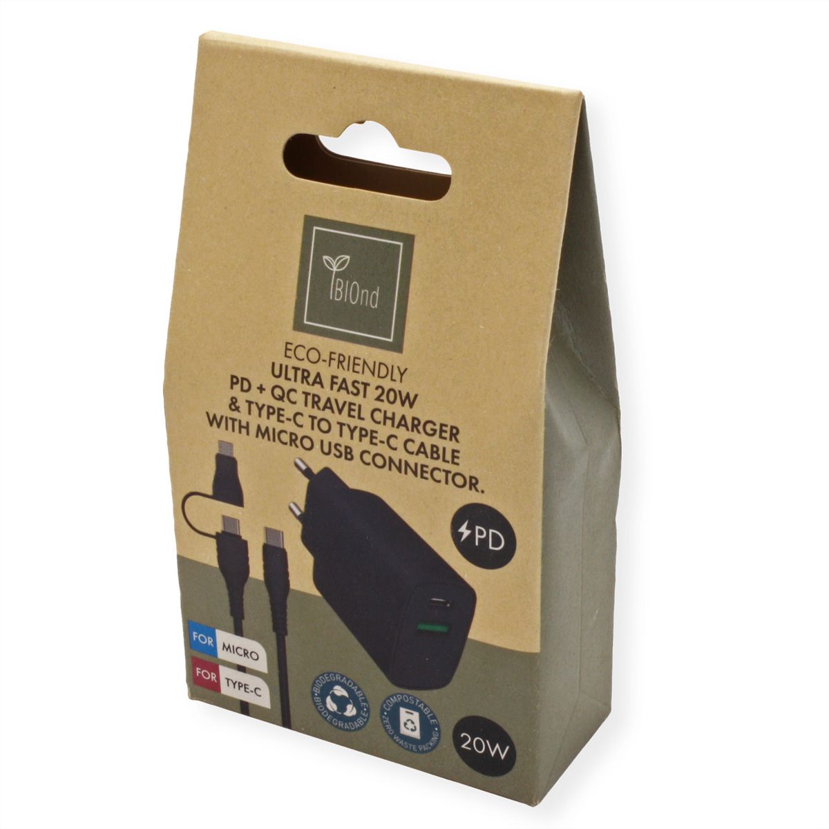 BIOnd BIO-CMC-20W Chargeur USB, 2 ports USB-C