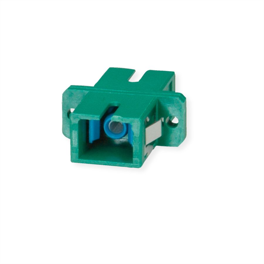 TELEGÄRTNER Coupleur SC/APC Duplex, Singlemode, Manchon en céramique, boîtier plastique, vert
