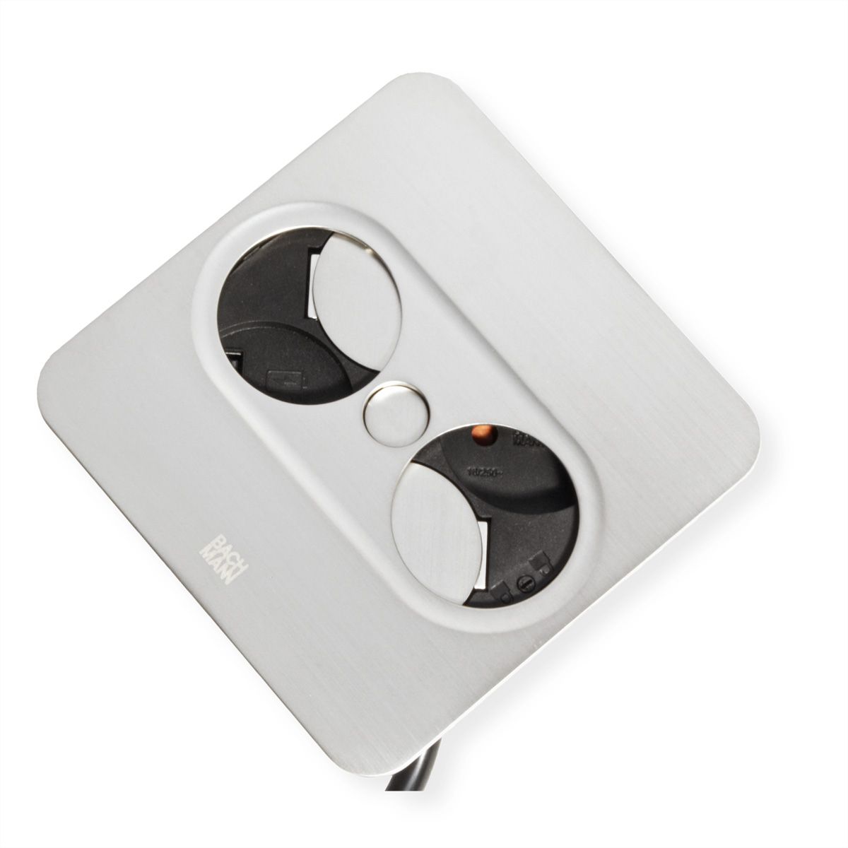 BACHMANN TWIST 2 1xUTE 1xUSB A/C 22W 2,0m AEH aspect inox carré, Mesure p.Sd.3m H05VV-F 3G4 CEE16A LAN