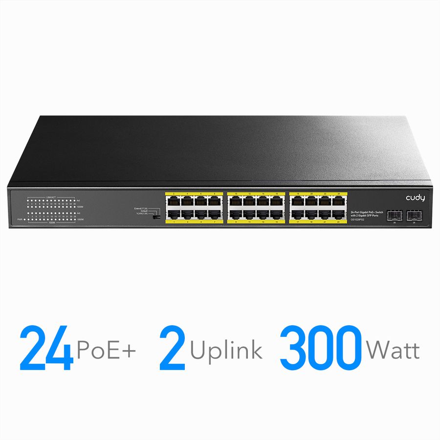 CUDY GS1028PS2 Switch 24P Gigabit PoE+, 2 ports SFP 300W