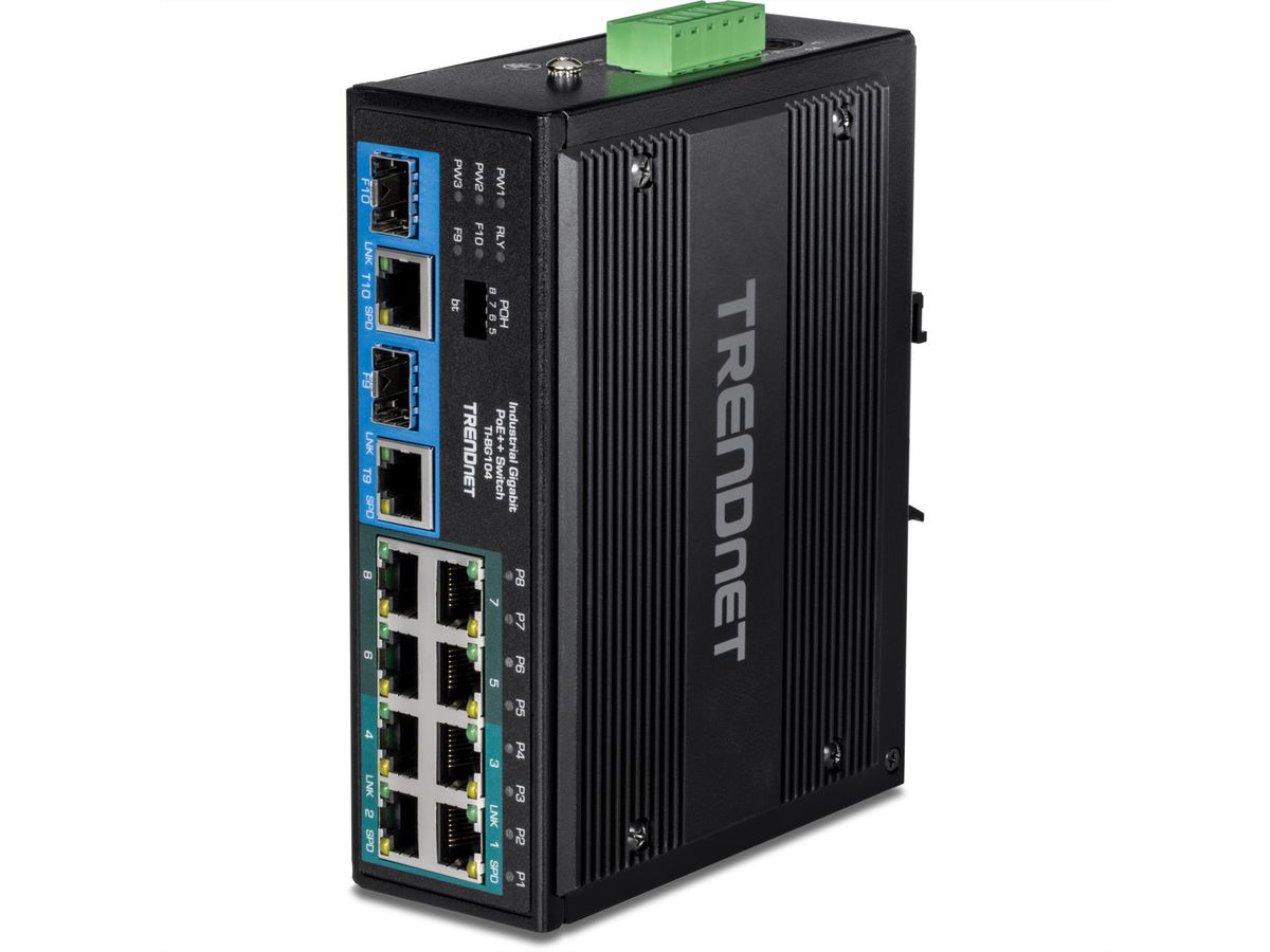 TRENDnet TI-BG104 Switch Rail DIN PoE++ , Gigabit industriel à 10 ports