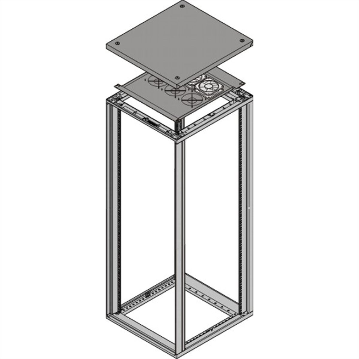 SCHROFF Novastar Couvercle de ventilateur avec 2 ventilateurs, hauteur de ventilateur 25 mm, 553W 500D