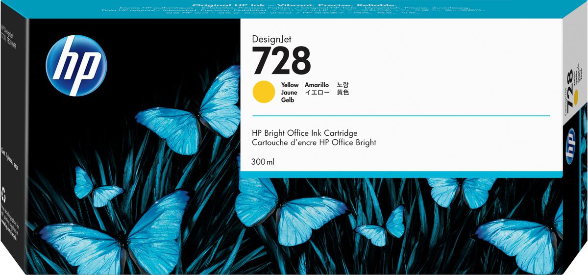 HP 728 DesignJet cartouche d'encre jaune, 300 ml