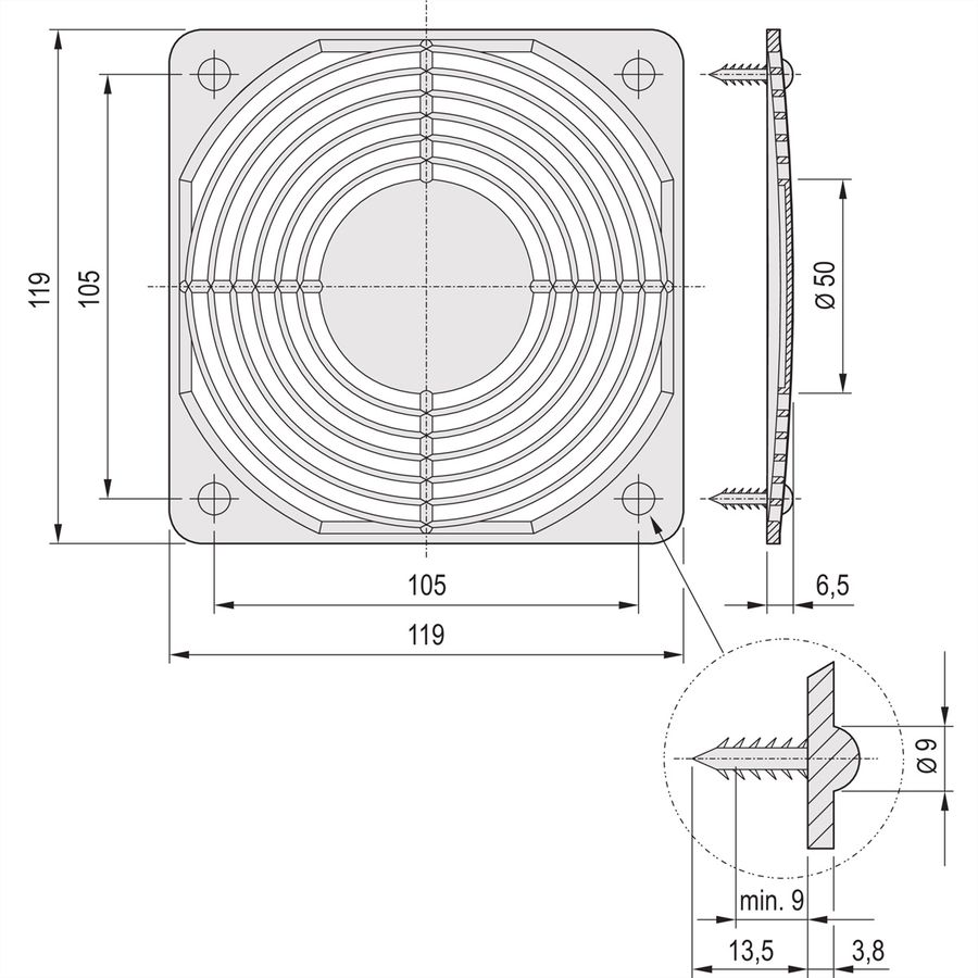 Kit d'assemblage de grille de protection SCHROFF pour grille en plastique