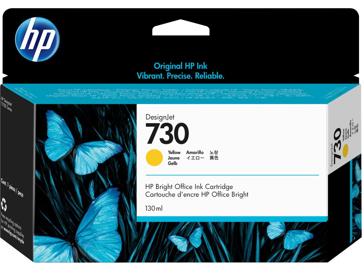 HP Cartouche d’encre 730 DesignJet jaune, 130 ml