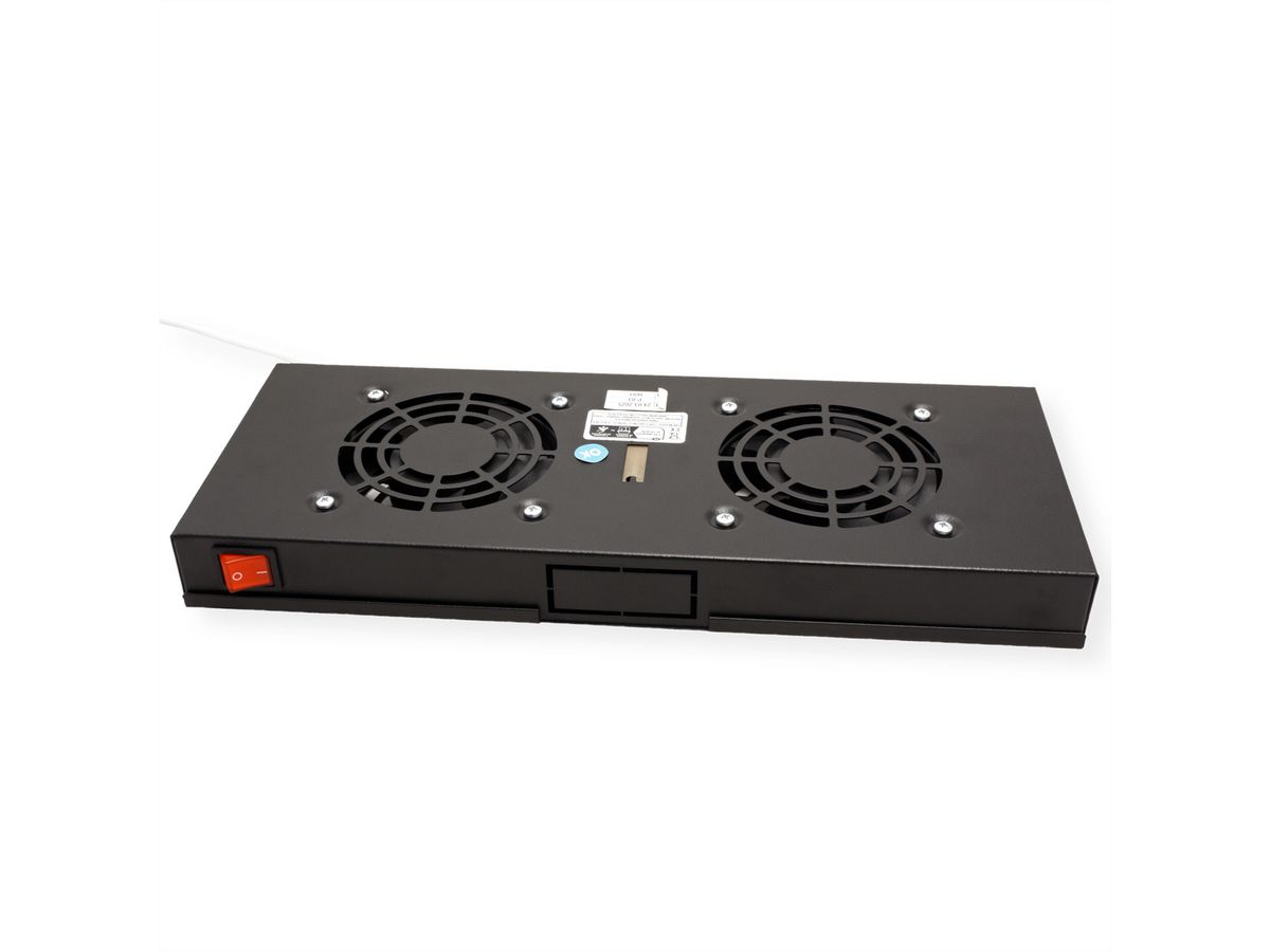ROLINE 19" Unité de ventilation, 2 ventilateurs, thermostat, noire
