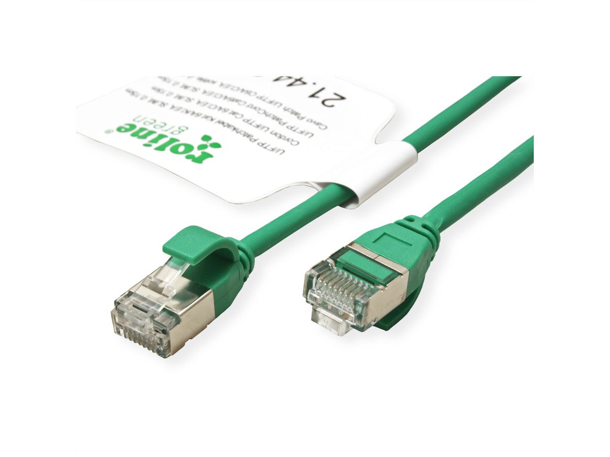 ROLINE GREEN Cordon DataCenter U/FTP Cat.6A (Classe EA), LSOH, slim, vert, 0,3 m