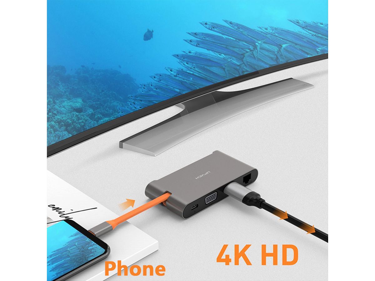 EXSYS EX-1198VS Hub à 7 ports USB 3.1 Gen1 C, adaptateur 12V/3A et câble USB C-C